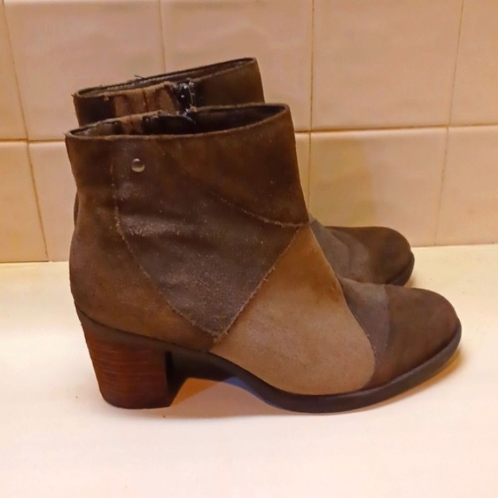 Earth Malta Patch Work Brown &Tan  Suede Chunky Leather  Boots 8